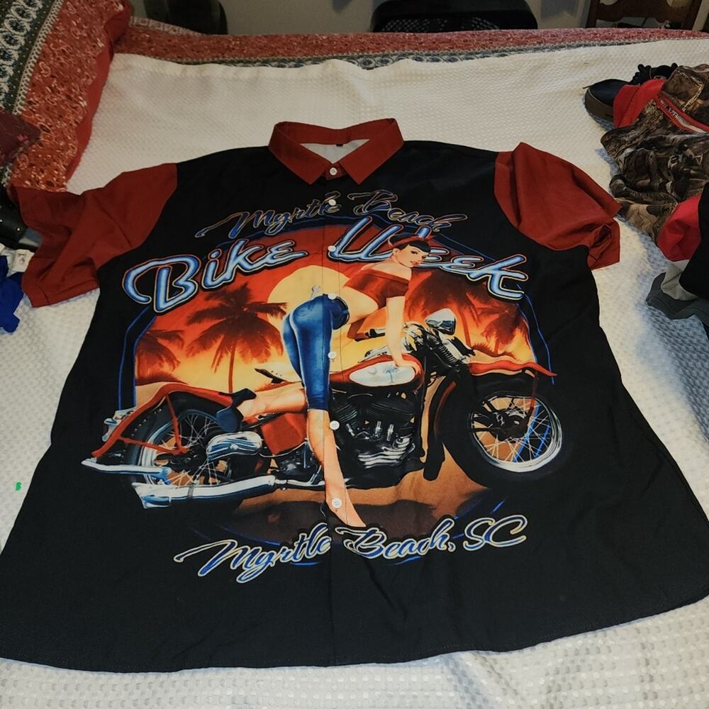 BIKE WEEK EUC MENS SIZE 3 XL MYRTLE BEACH BUTTON UP CASUAL SHIRT